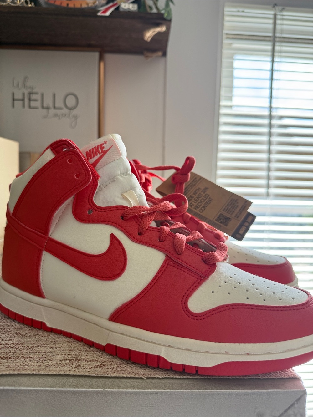 Nike Women’s High-Top Sneakers in White and Red